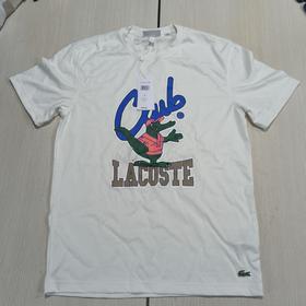 瑕疵Lacoste/法国鳄鱼 男女同款纯棉印花宽松休闲圆领短袖T恤TH1533