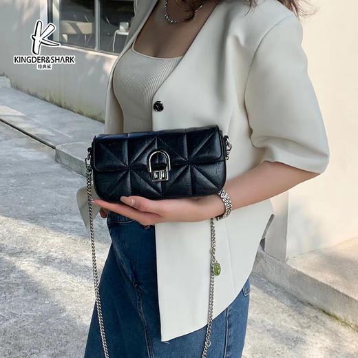 经典鲨2024年秋季新款纯色简约百搭单肩斜挎链条包KGB53-D395231 商品图1