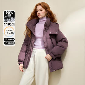 设计感飘带防风立领可拆帽女秋冬加厚保暖面包服外套V0043420