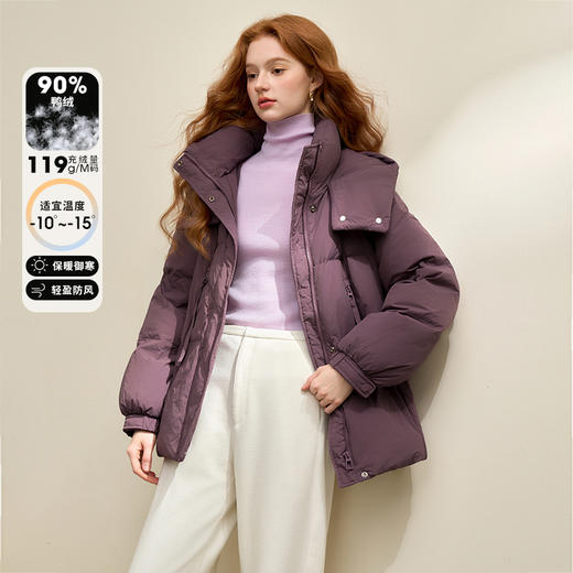 设计感飘带防风立领可拆帽女秋冬加厚保暖面包服外套V0043420 商品图0