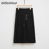 oldcolour秋冬款黑色休闲简约气质百搭松紧腰中长款半身裙女DM45063004 商品缩略图0