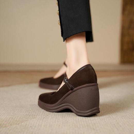 【预售5天】羊反皮尖头坡跟单鞋，厚底高跟鞋玛丽珍鞋NWS1&N9467 商品图2