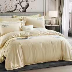 【7楼】富安娜国绣独幅床单四件\国色系列·夕照雾海，单被加大，黄