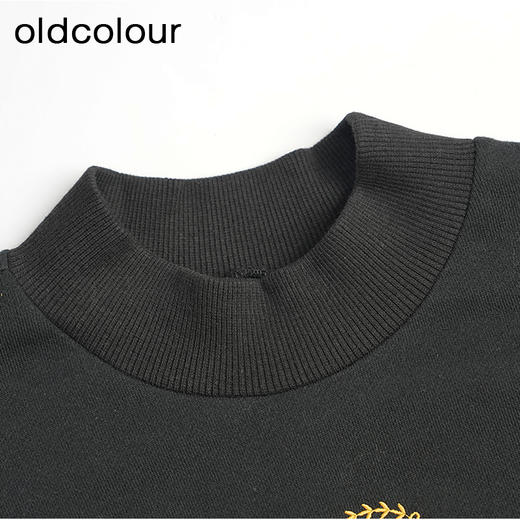 oldcolour黑色拼色时尚气质长袖卫衣连衣裙L43103354 商品图2