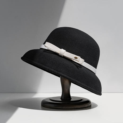 疯帽子 赫本风羊毛呢灯罩帽子女 冬法式复古优雅气质盆帽保暖 商品图4