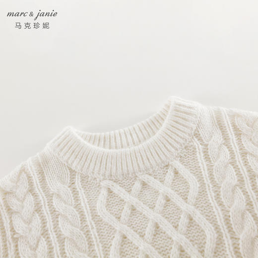 马克珍妮男童立体扭花绵羊毛毛衣儿童针织衫2024年秋冬新款241767 商品图4