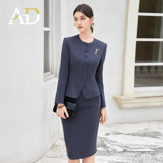 AD轻熟风名媛高端职业西服套装女长袖工作服两件套通勤西装半身裙 商品图2
