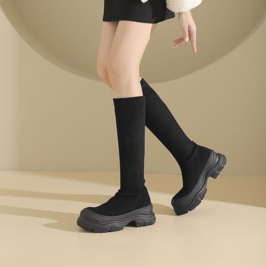 westory2024年秋冬季款纯色细高跟尖头性感长筒高筒弹力瘦瘦靴S24DQ84641 商品图2