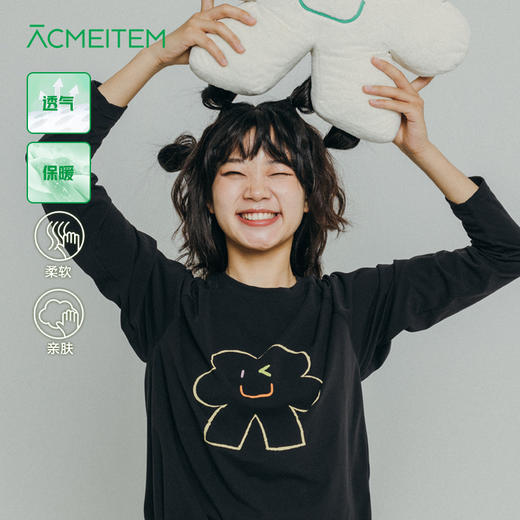 【十一降价福利】ACMEITEM爱棵米 户外亲子趣味印花长袖T恤圆领宽松磨毛打底衫男女GAF3340058E/GAF3341455E 商品图0