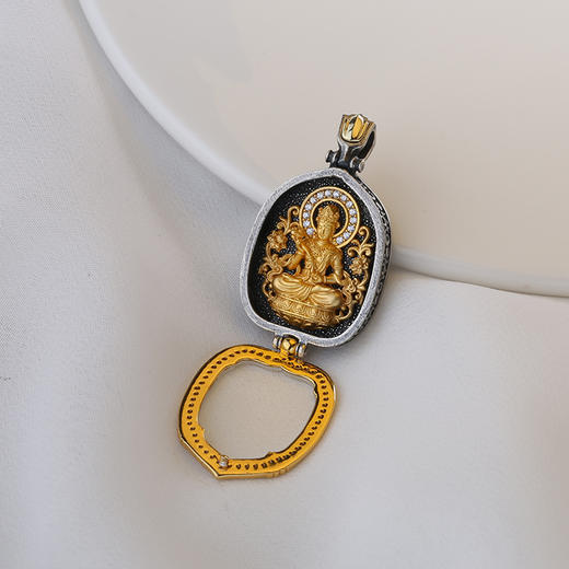 【宏艺珠宝】荷花叶噶乌盒白钻款·生肖·银s925挂坠（默认配手工编织绳） 商品图5