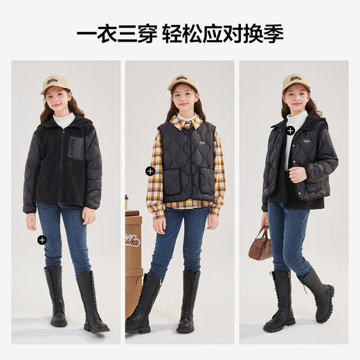 笛莎Deesha青少年女童套装2024冬季新款淑女学院风三合一羽绒套装 商品图2