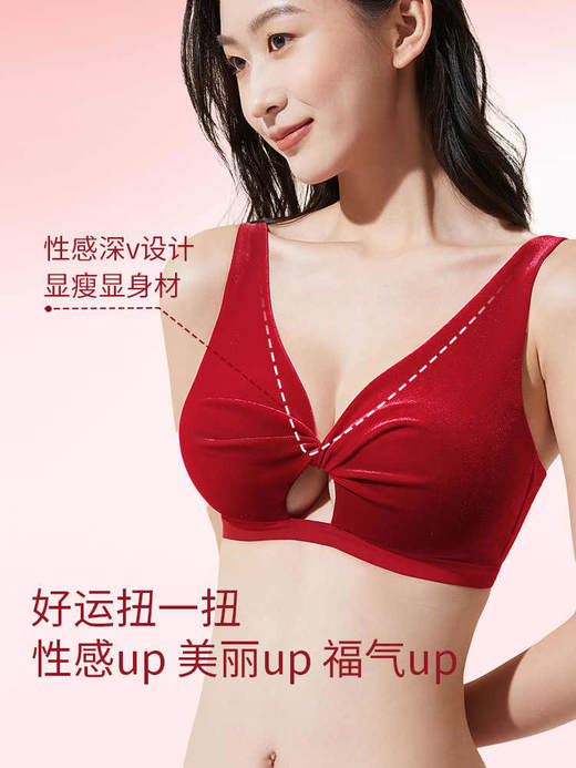 奶糖派大胸显小幽梦丝绒复古丝绒套装无钢圈软支撑文胸承托内衣 商品图3