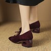 【预售5天】美拉德羊反绒时装鞋女方头时尚系带粗跟深口单鞋LD&6932 商品缩略图4