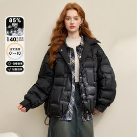 酷飒立领羽绒服女秋冬抽绳可调节下摆显瘦保暖面包服外套V0043417