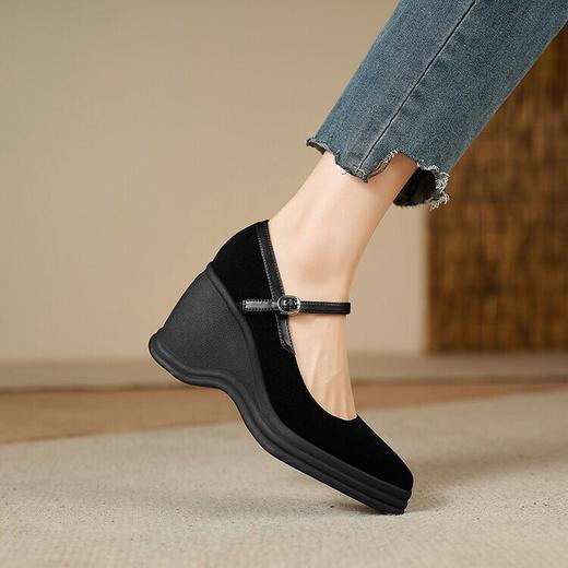 【预售5天】羊反皮尖头坡跟单鞋，厚底高跟鞋玛丽珍鞋NWS1&N9467 商品图4