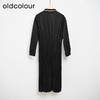 oldcolour秋冬款黑色高腰气质百褶长袖连衣裙DN43103607 商品缩略图1