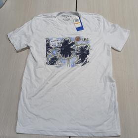 瑕疵Nautica/诺帝卡 男士夏季棉质胸前印花舒适休闲圆领短袖T恤