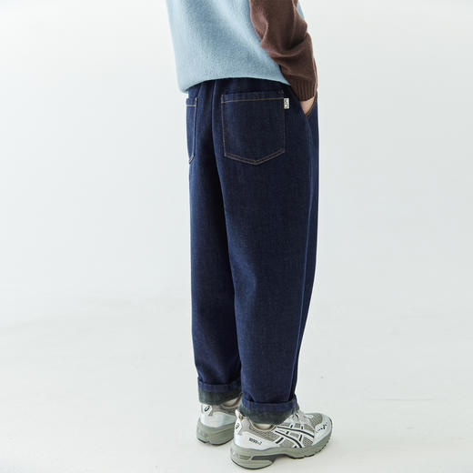 棵初2024年冬装新款不落色加绒牛仔裤中大童亲肤保暖锥形裤子 商品图4