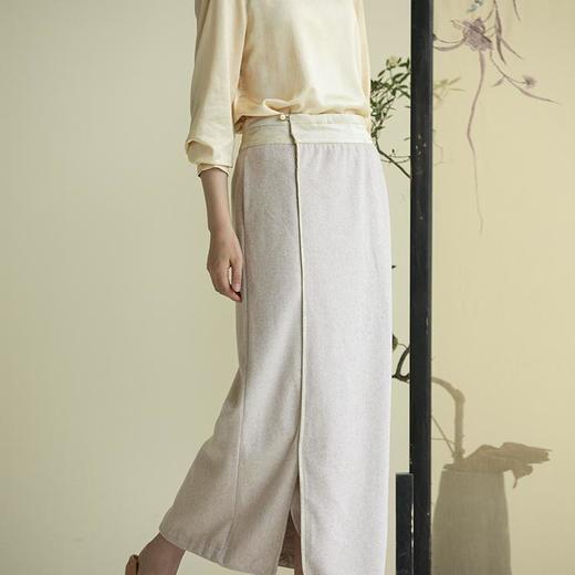 牧衣游原创 羊毛混织毛呢半裙百搭保暖轻盈直筒半身裙新款 江风静 商品图1