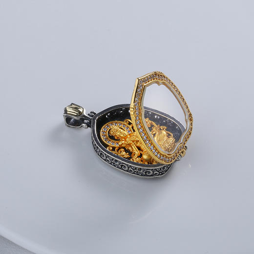 【宏艺珠宝】荷花叶噶乌盒白钻款·生肖·银s925挂坠（默认配手工编织绳） 商品图11