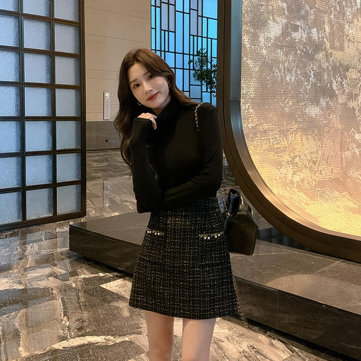 奢姿大码女装2024秋季小香风半身裙胖妹妹气质A字摆格纹时尚裙子9943490162 商品图4