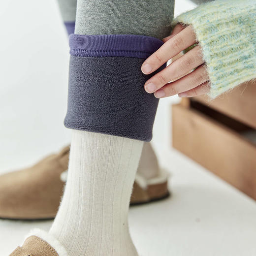 棵初冬季新品童装撞色拼接加绒打底裤中大童外穿弹力百搭长裤 商品图4