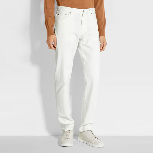 ZEGNA 杰尼亚 男士弹力棉质 Roccia 休闲牛仔裤 白色 E8I81 CITY 100 商品图1
