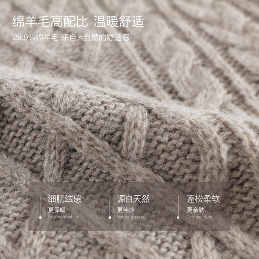 马克珍妮男童立体扭花绵羊毛毛衣儿童针织衫2024年秋冬新款241767 商品图3