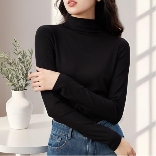 臣禾【温泉打底】含蚕丝圆领/半高领绒感套头衫【一穿即暖】JZ243010775  商品图0