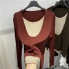 U领撞色假两件长袖衫 3521020015 商品缩略图4