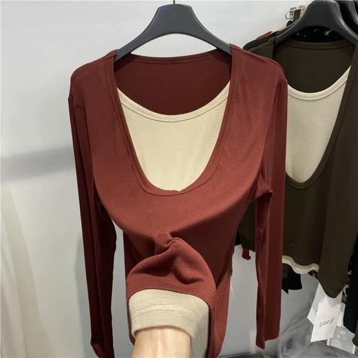 U领撞色假两件长袖衫 3521020015 商品图4
