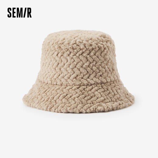 森马渔夫帽女2024新款保暖毛绒绒帽子秋冬显脸小水桶帽纯色盆帽 商品图0