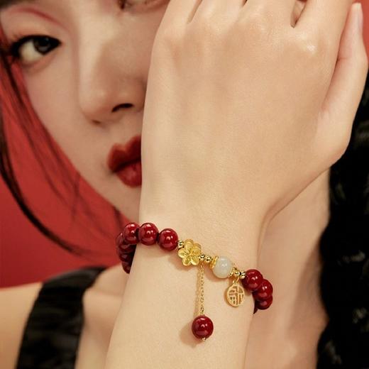 六鑫珠宝 桃你欢心桃花朱砂手串 S925银 商品图2