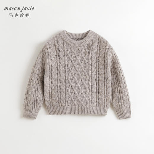 马克珍妮男童立体扭花绵羊毛毛衣儿童针织衫2024年秋冬新款241767 商品图1