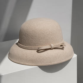 疯帽子 赫本风羊毛呢灯罩帽子女 冬法式复古优雅气质盆帽保暖