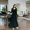 奢姿大码女装2024秋季黑色设计感针织V领连衣裙胖妹妹时尚裙子9943890184 商品缩略图2