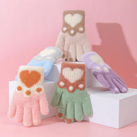 【新款儿童手套，可爱保暖，户外必备~】5-10岁儿童手套冬季 可爱中童女童五指手台 户外宝宝毛线保暖加厚学生手套-QQ