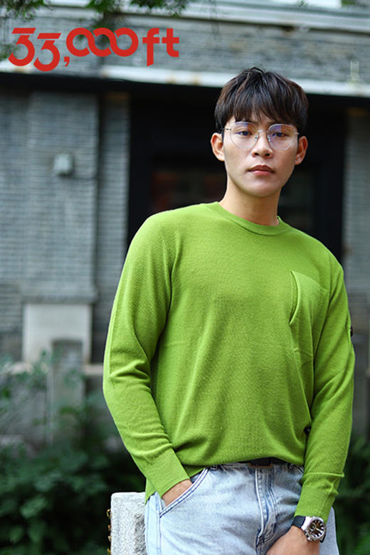 33000ft户外休闲衣男商务户外轻薄保暖透气柔软亲肤圆领羊毛衫 商品图0