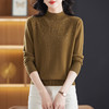CC-13-6910半高领毛衣100纯羊毛衫女秋冬款时尚镶钻内搭加厚软糯打底针织衫 商品缩略图1