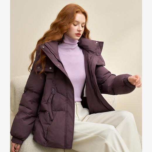 设计感飘带防风立领可拆帽女秋冬加厚保暖面包服外套V0043420 商品图2