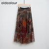 oldcolour春秋款气质复古优雅碎花松紧腰长款半身裙N11063177 商品缩略图1