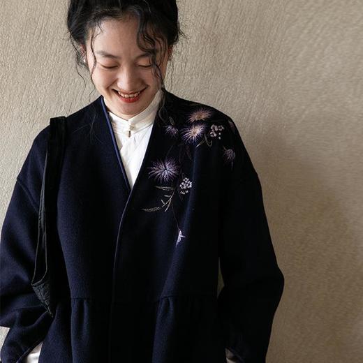 牧衣游原创手工刺绣双面呢进口长毛呢外套软糯轻盈毛呢大衣 春望 商品图1