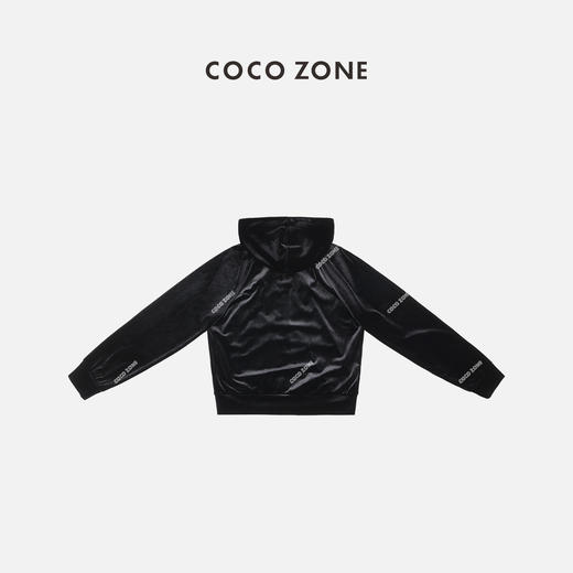 COCO ZONE高级感丝绒外套立领连帽双头拉链上衣24C10149 商品图1