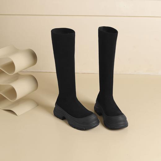 westory2024年秋冬季款纯色细高跟尖头性感长筒高筒弹力瘦瘦靴S24DQ84641 商品图0