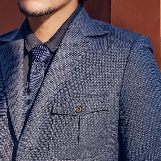 【WoolMark】柒牌休闲西服男2024秋冬新款纯羊毛平驳领单西装外套	127C71050 商品图2
