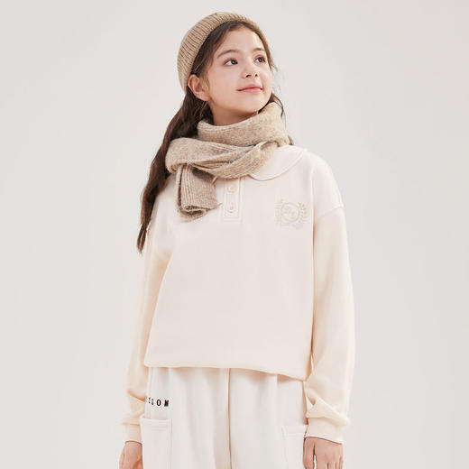 笛莎Deesha青少年女童卫衣2024冬季新款复古学院风翻领卫衣 商品图1