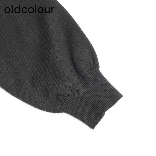 oldcolour春秋款黑色简约气质百搭宽松中长款针织连衣裙M32106234A 商品图2