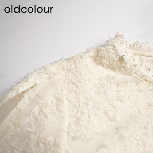 oldcolour米色设计感气质优雅百搭高腰长袖连衣裙女L41103195 商品图2