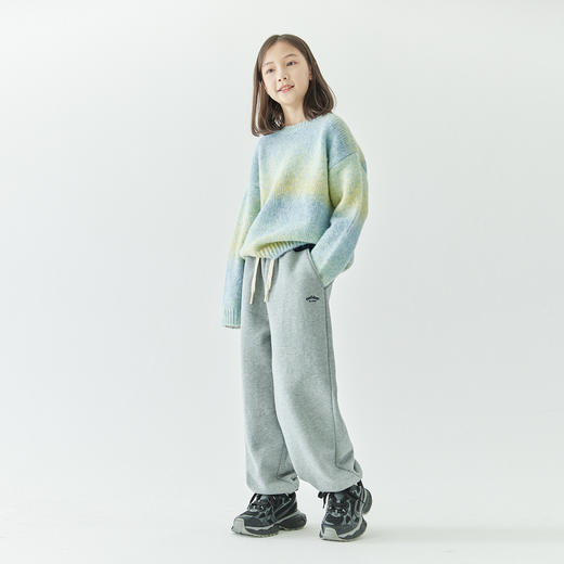 棵初2024年冬季新款儿童字母绣花撞色休闲卫裤女童拉绒全棉运动裤 商品图1