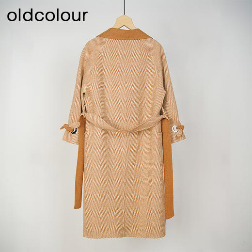 oldcolour复古气质百搭撞色手工呢料中外套女L45156531 商品图1